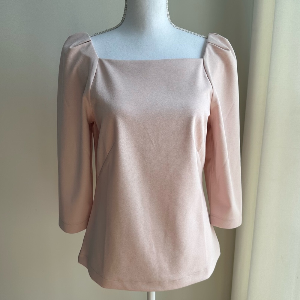 Ann‎ Taylor Puff Sleeve Square Neck Women's Cream Dress Top Size Small